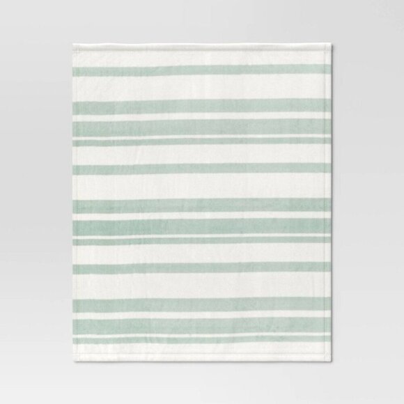 Target Room Essentials Printed Plush Striped Throw Blanket Mint Easter 2024 - Picture 3 of 7